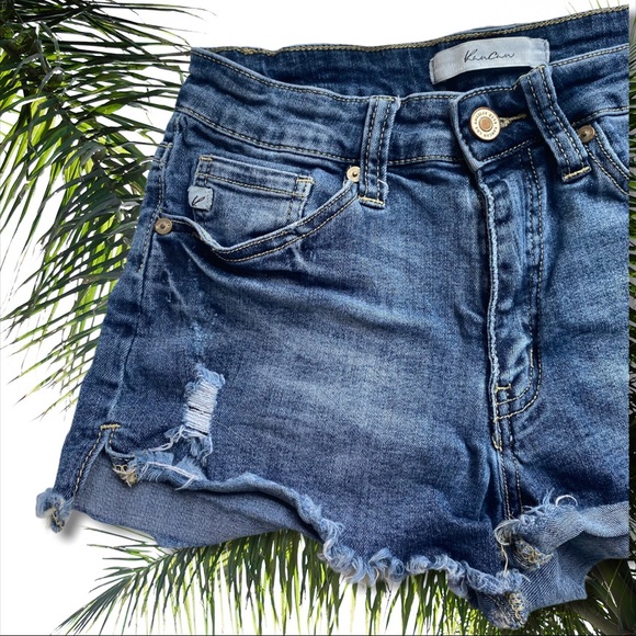 KanCan Distressed Jean Shorts S 0 - Picture 2 of 4